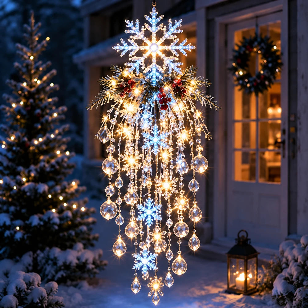 Hanging Snowflake Crystal LED Porch Light