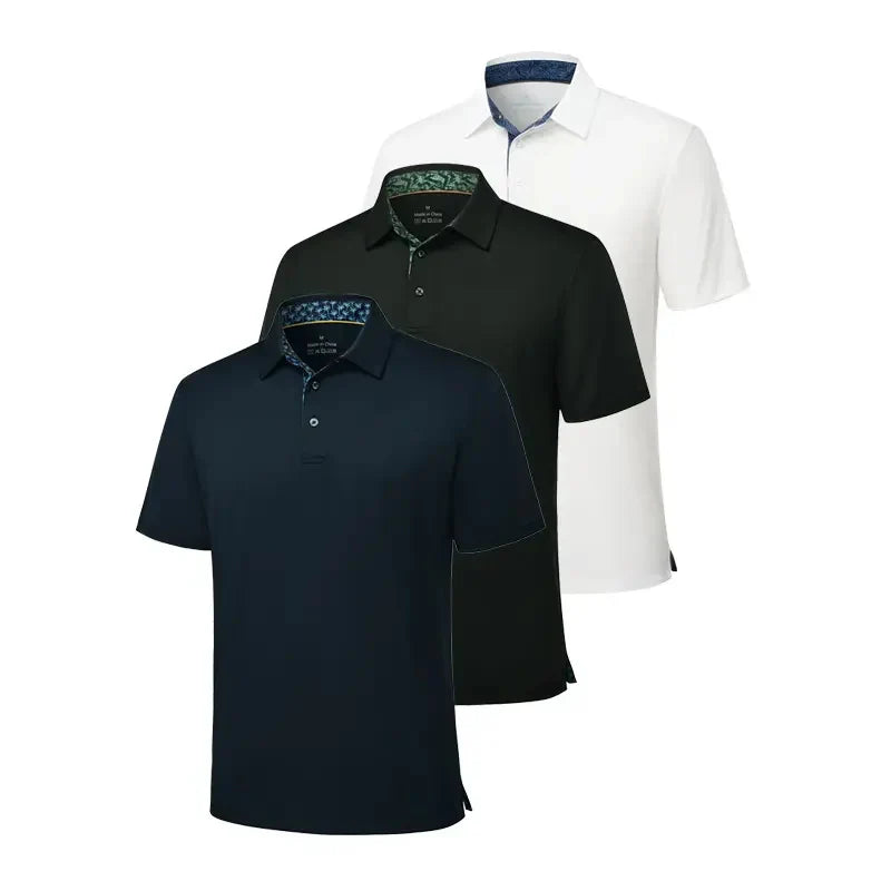 3-Pack Men's Polo Shirts – Soft Breathable Cotton, Comfortable Short Sleeve Casual Fit, Classic Collared Polo Shirts for Work, Golf, Travel & Everyday Wear