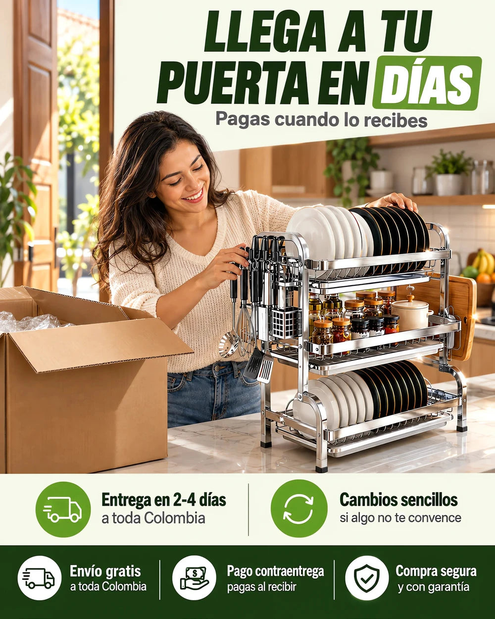 Three Tier Stainless Steel Dish Drying Rack