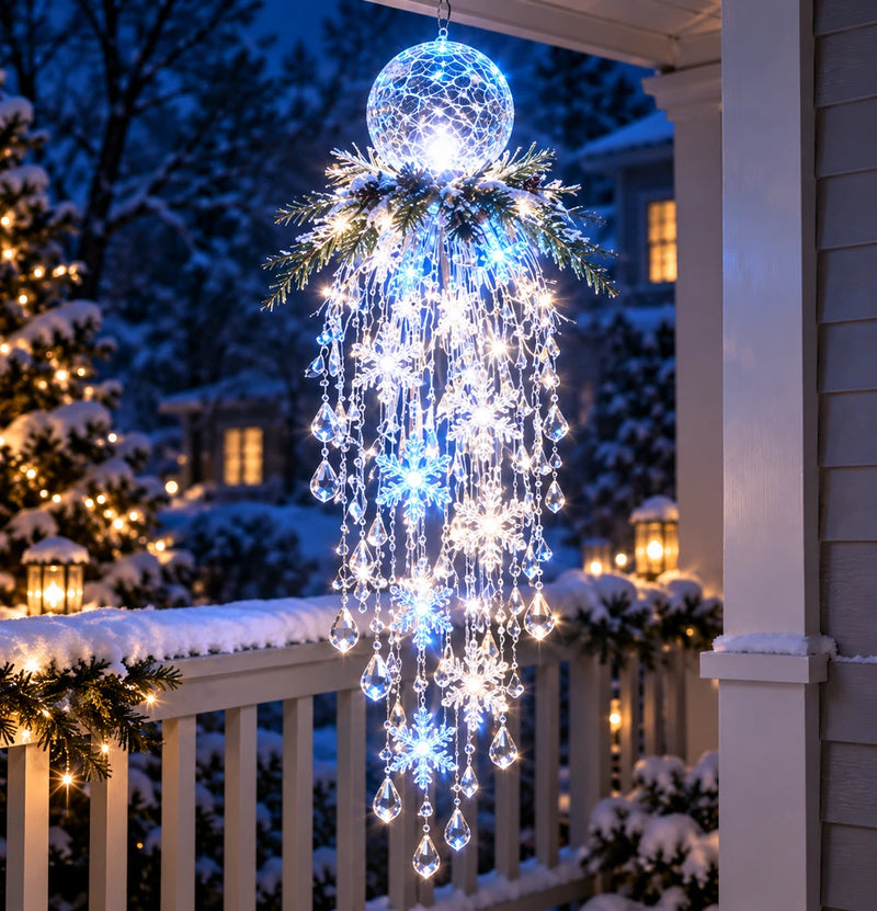 Hanging Snowflake Crystal LED Porch Light