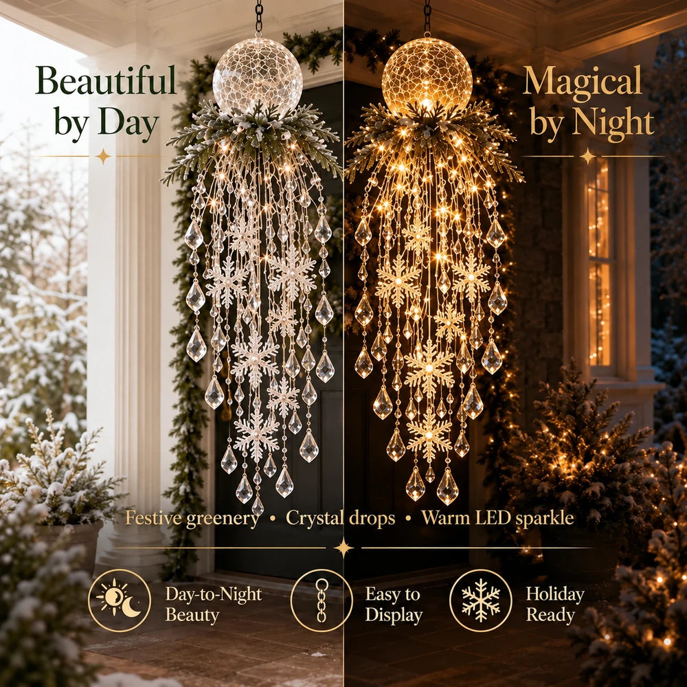 Hanging Snowflake Crystal LED Porch Light